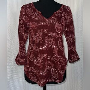 Charlotte Russe Paisley Mid-Sleeve Shirt XS